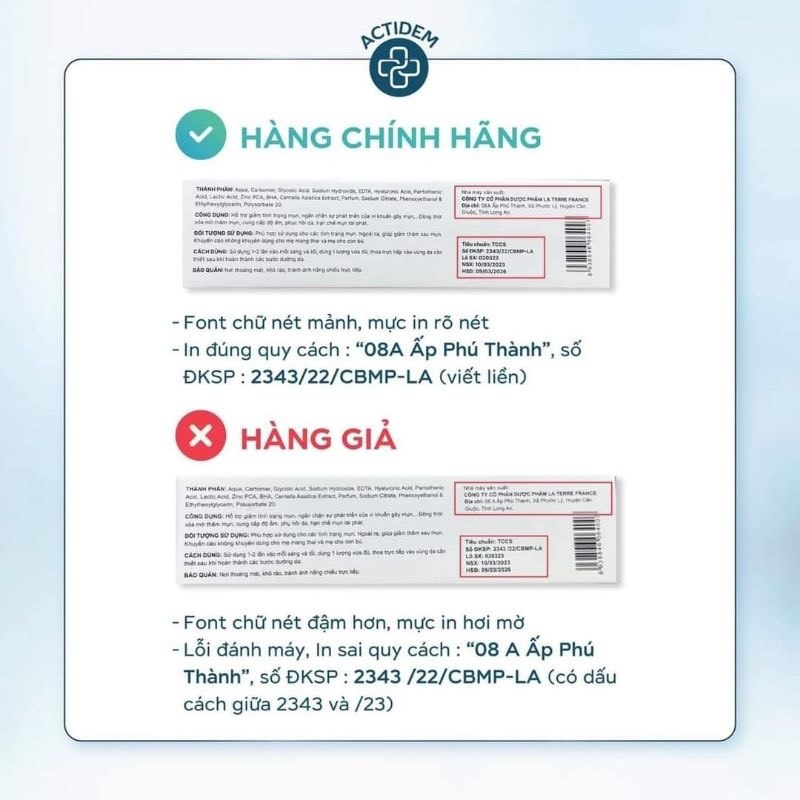 Gel Giảm Mụn Giảm Thâm Actidem Derma Gel 18g