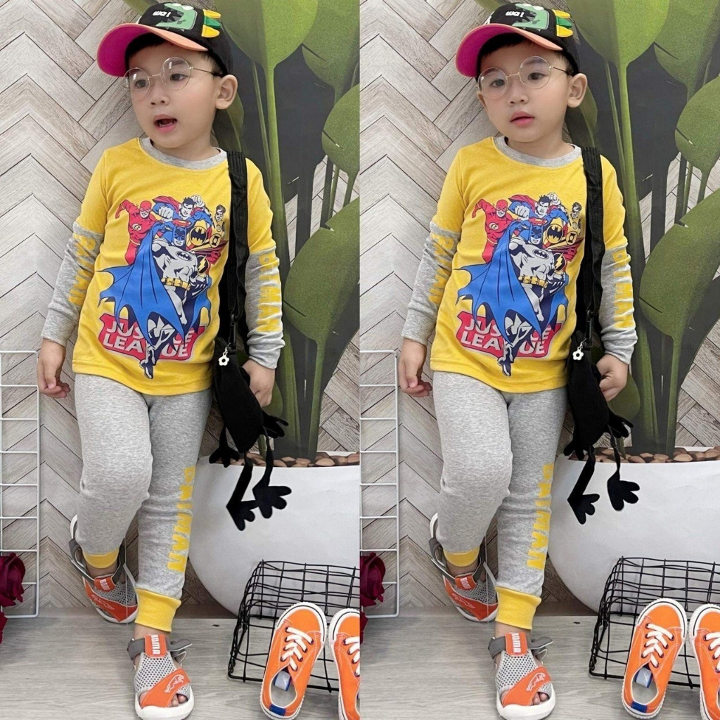 Bộ dài tay dài chân bé trai bộ siêu nhân nhện 8-22kg vải xuất loại 1 sỉ bộ dài cho bé