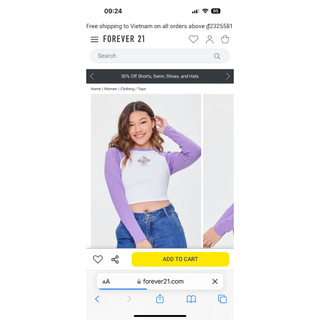 Áo thun Nữ tay dài họa tiết croptop Forever21 chất thun gân co giản body 4 chiều hàng vnxk dư xịn fom đẹp