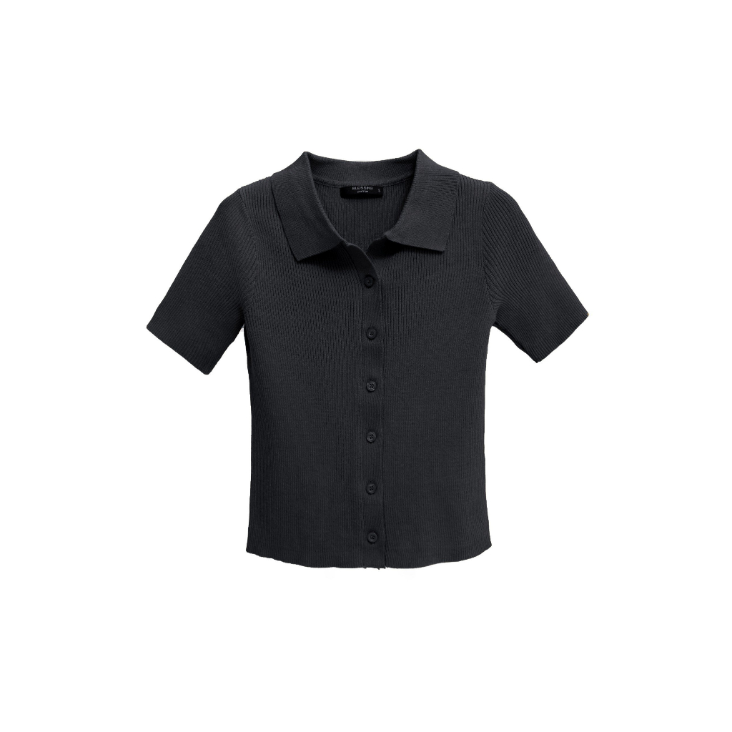 Áo len nữ VIỆTBROTHERS tay ngắn cổ bẻ 231ALU07