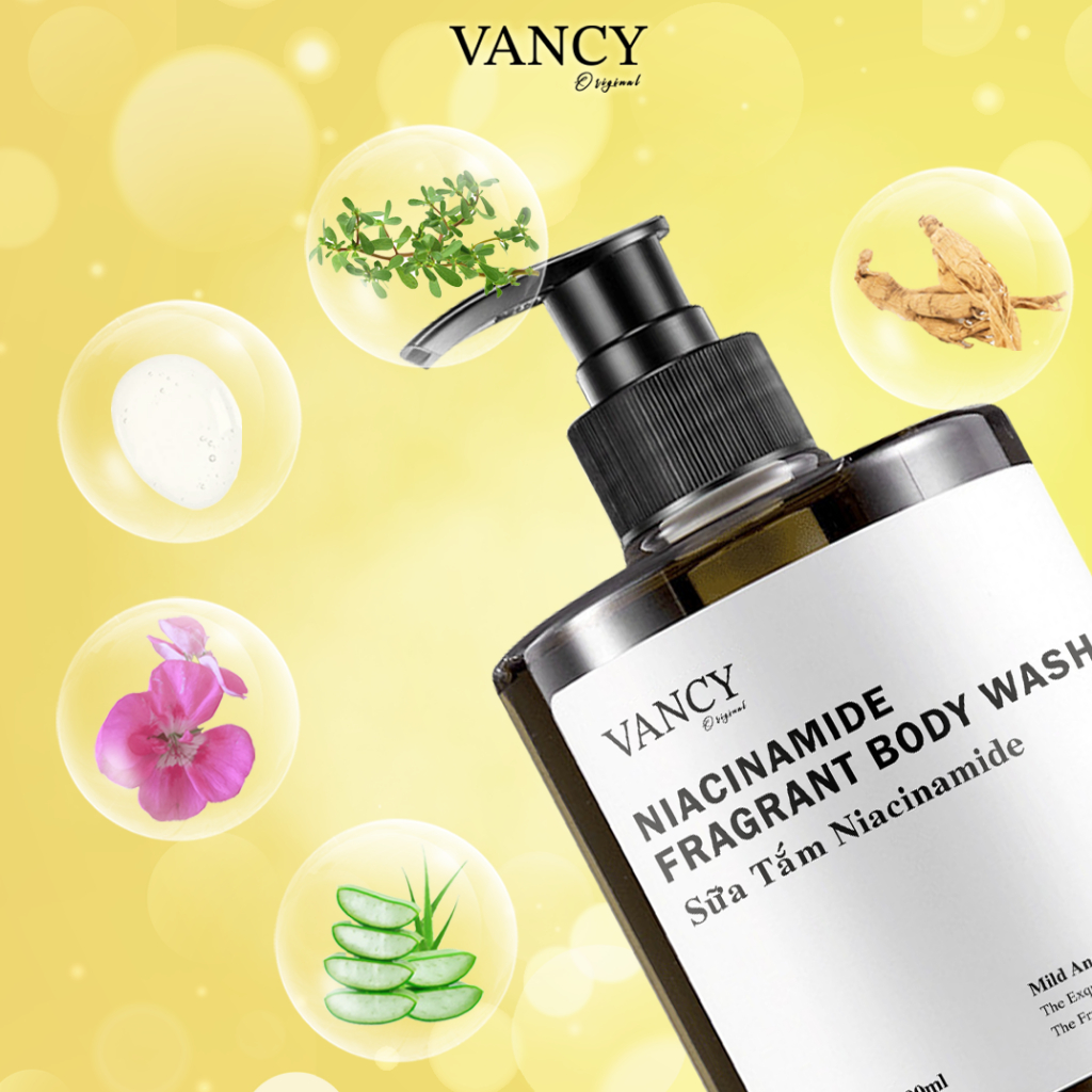 Sữa Tắm Trắng Da Niacinamide, Sữa Tắm Nước Hoa Silver Mountain Water 500ml, VANCY