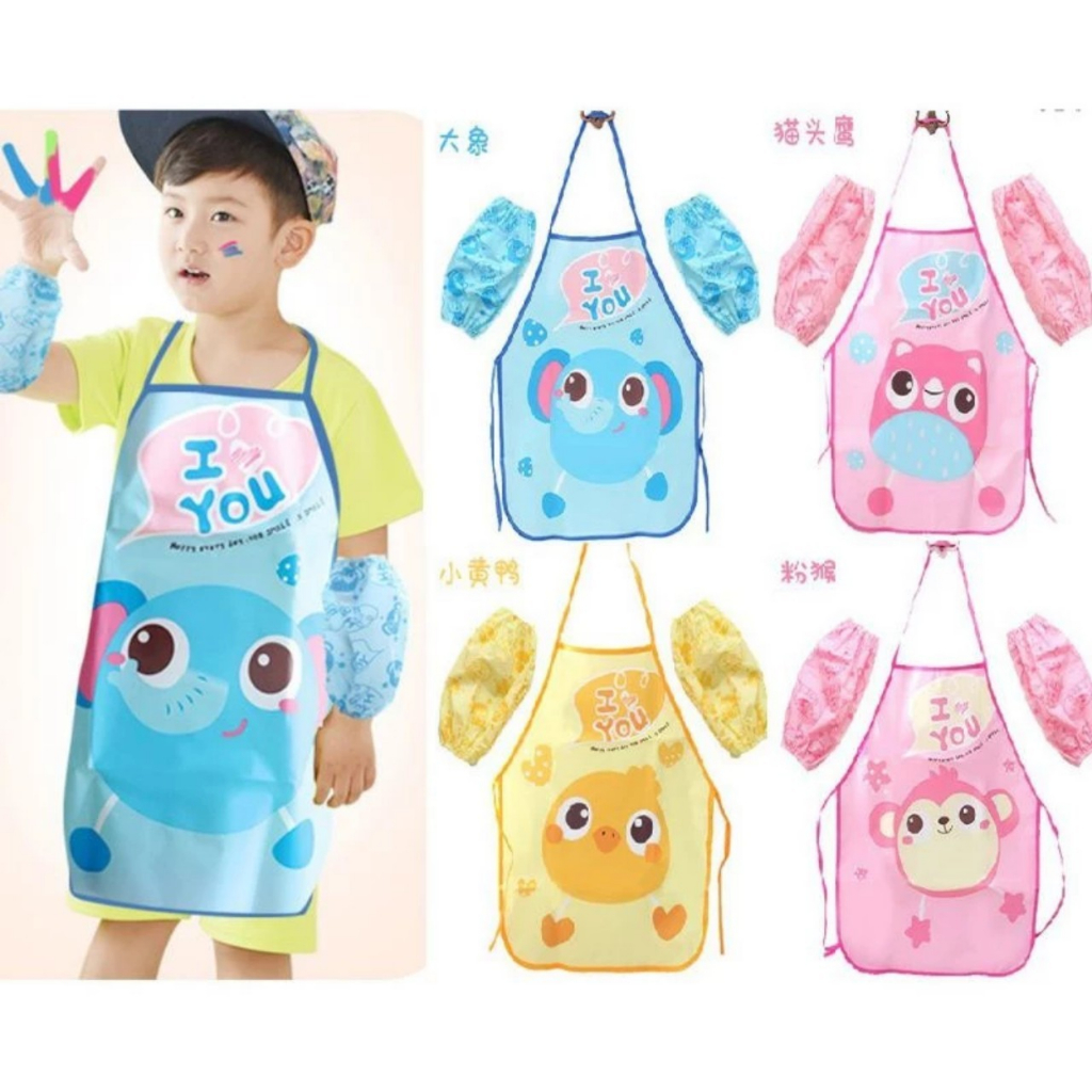 Tạp dề có bao tay cho bé tập ăn dặm, chơi nấu ăn, học vẽ TD01