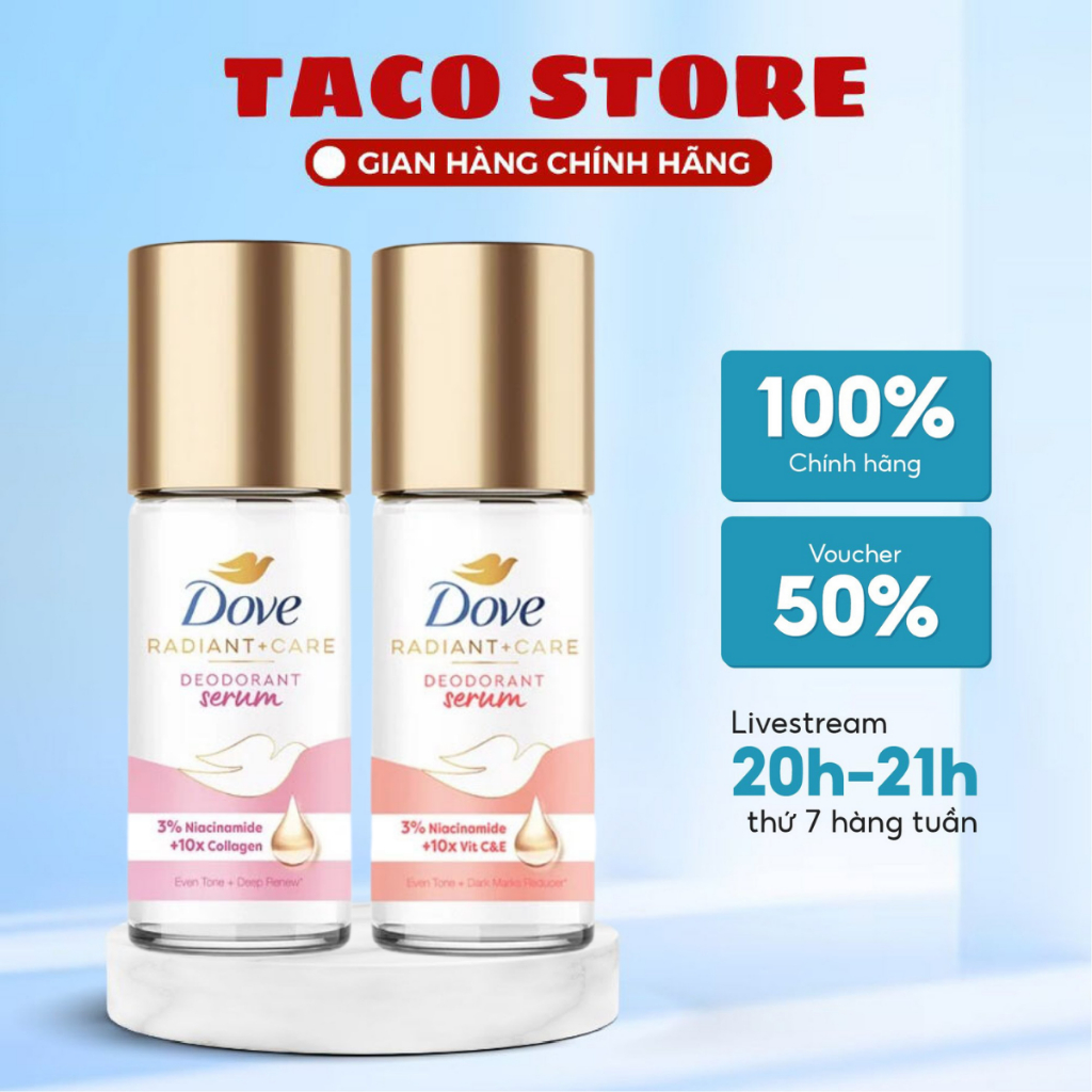 Lăn Khử Mùi Dove Tinh Chất Serum Bright - Care Deodorant Serum 3% Niacinamide Collagen Vitamin C E