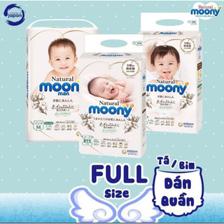 Tã/bỉm moony natural dán/ quần size nb63/s58/m46/l38/l36/xl32