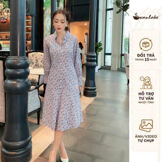 SWANLAKE | Đầm Sơ Mi Phom Suông Chất Lụa Bông Mát, Dày Dặn Phong Cách Sang Chảnh Dự Tiệc, Công Sở - MÃ: D10897LW01