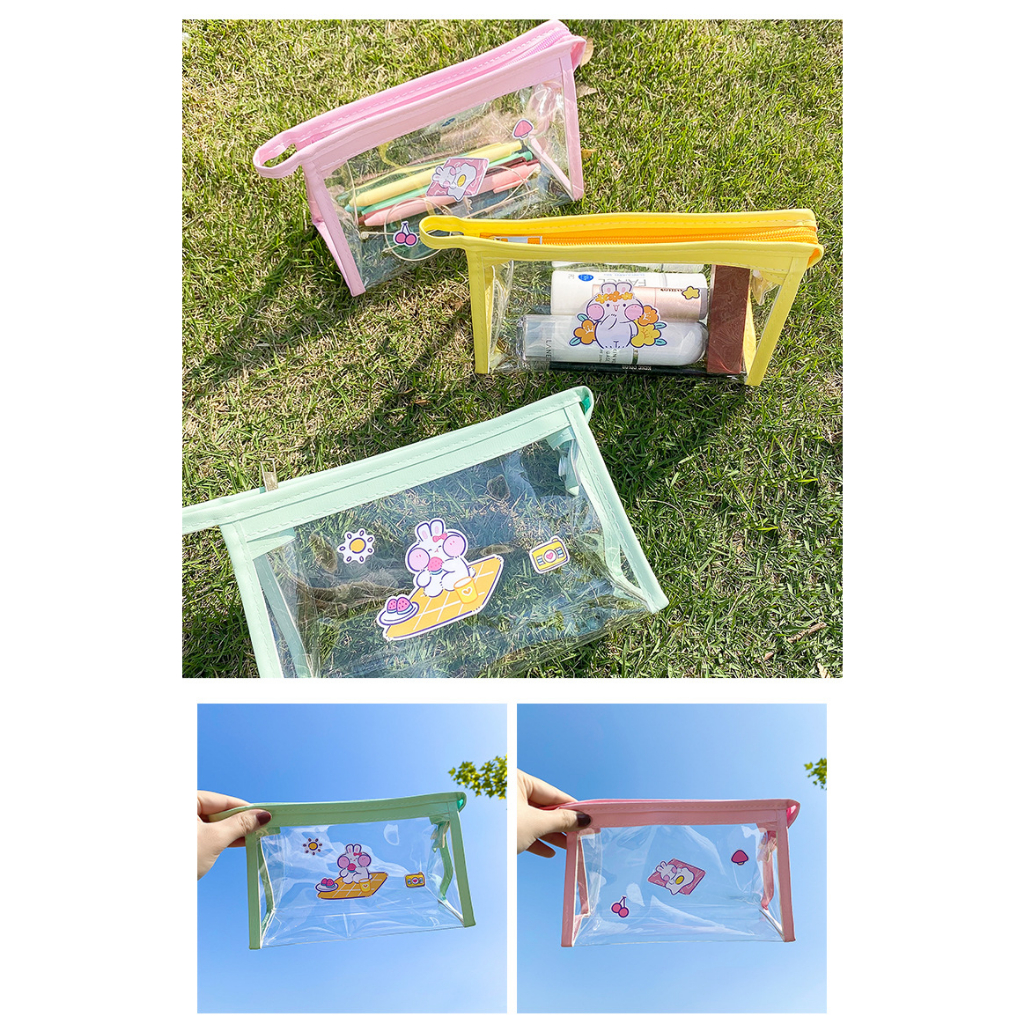 H03 Hộp đựng bút dung lượng lớn, Túi đựng bút, bút chì cho học sinh, Lưu trữ văn phòng phẩm hình gấu và mèo