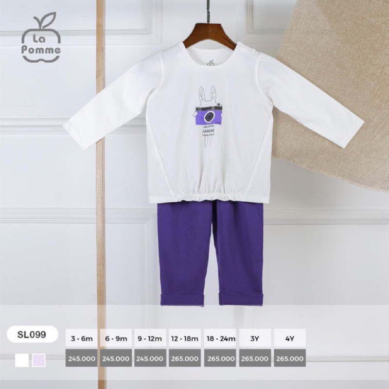 LA POMME Bộ dài tay thỏ con vui vẻ hãng La pomme