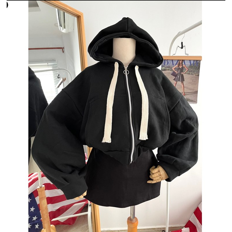 Áo hoodie croptop dáng lửng nỉ ngoại dáng rộng tay bồng siêu hot 2023 | BigBuy360 - bigbuy360.vn