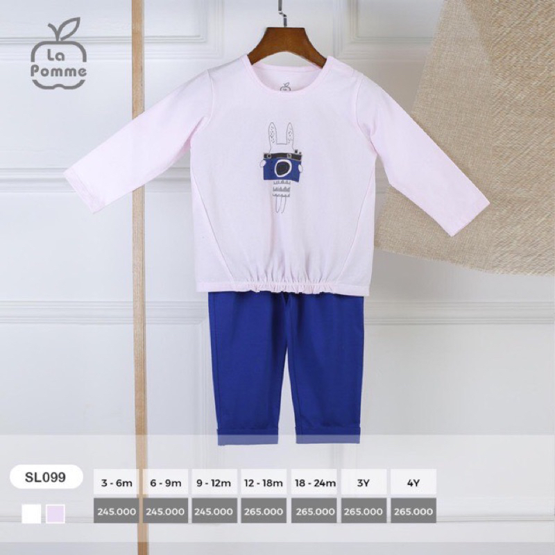 LA POMME Bộ dài tay thỏ con vui vẻ hãng La pomme