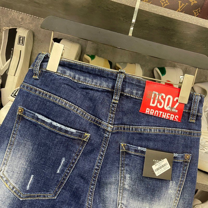 Quần jean bò nam DSQ2 biker slimfit xanh mài phối rách xước nhẹ kiểu dáng đơn giản basic hot trend 2023