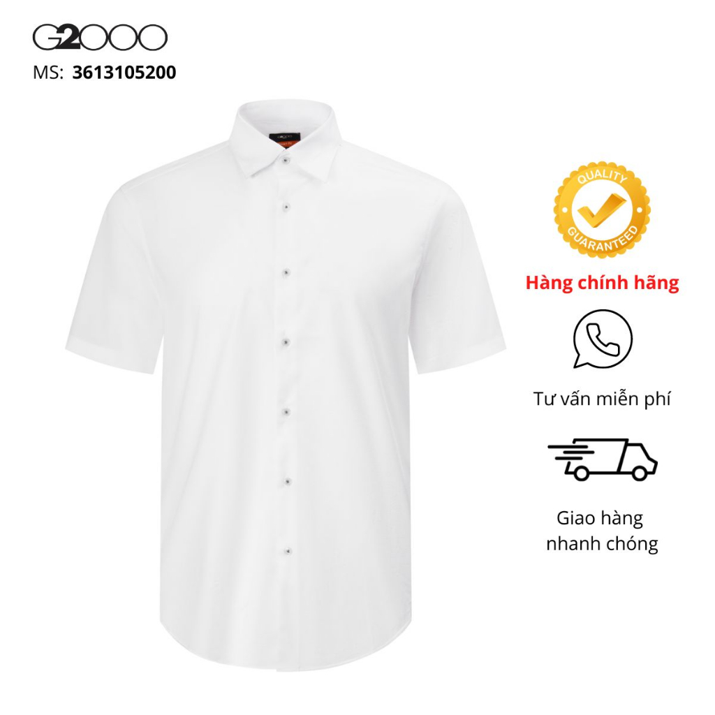 Áo Sơ Mi Nam G2000 Smart Fit (36131052-00/78) Tay Ngắn Màu Trắng/Xanh