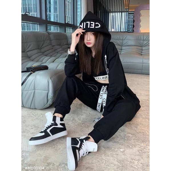 Áo khoác hoodie zip nam nữ mũ in chữ C.E.L.I.N.E trắng chất nỉ trần bông dày dặn boy phố. Áo Khoác Bomber Nam Nữ Unisex