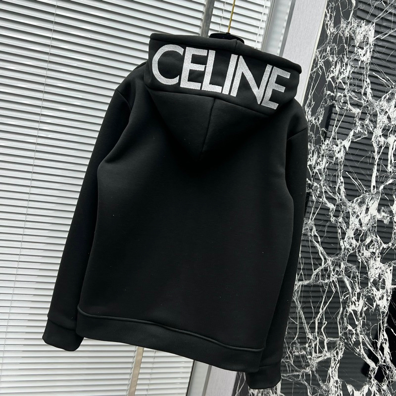 Áo khoác hoodie zip nam nữ mũ in chữ C.E.L.I.N.E trắng chất nỉ trần bông dày dặn boy phố. Áo Khoác Bomber Nam Nữ Unisex