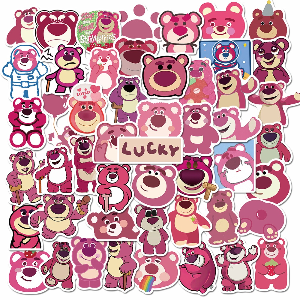 Bộ 100 Nhãn Dán Sticker Hình Gấu Dâu Lotso Trang Trí