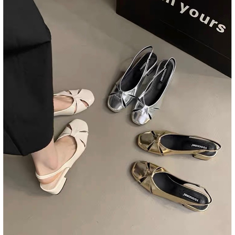 Giầy mũi vuông đan 4 cm thu đông 2023