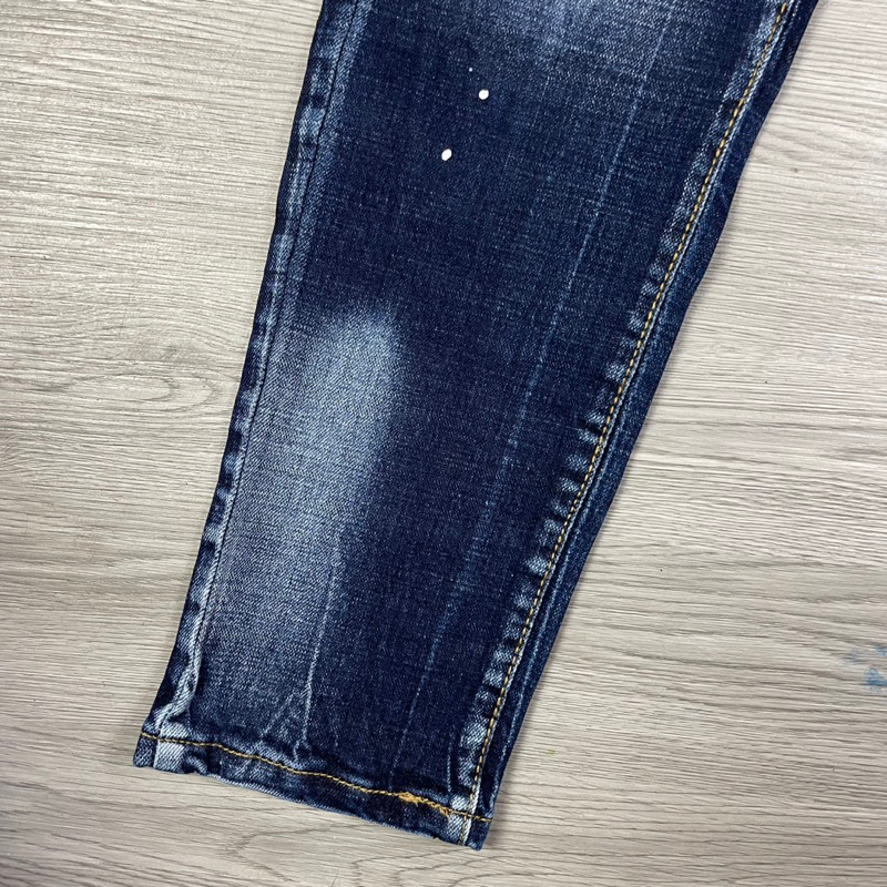 Quần Jean DSQ2 Xanh Đậm Vẩy Sơn Quần Bò Nam Slimfit Vẩy Sơn Xanh Mài Chất Co Giãn Phối Loang Rách Gối Hottrend 2023