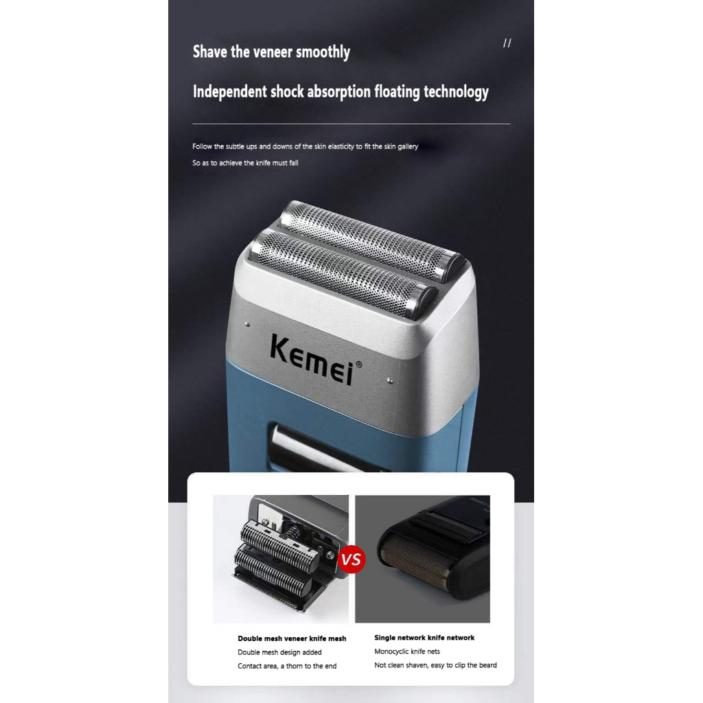 Máy Cạo Râu Khô Kemei KM - 3385 Màn Hình LCD Kèm Đầu Tỉa Phụ, Có Thể Dùng Cạo Đầu Fade Tóc