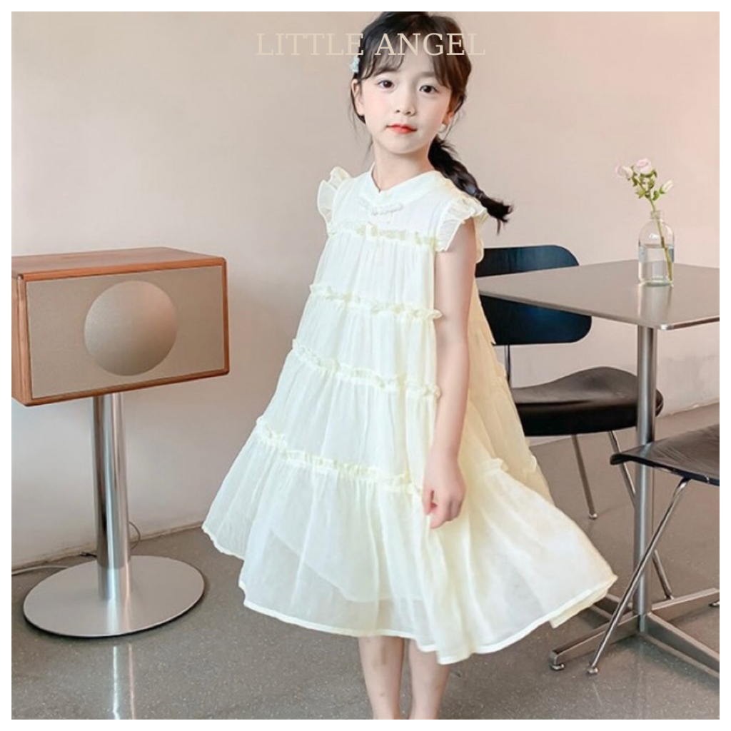 Váy đầm bé gái thiết kế xếp tầng bồng bềnh phong cách tiểu thư dễ thuơng size 12-45kg