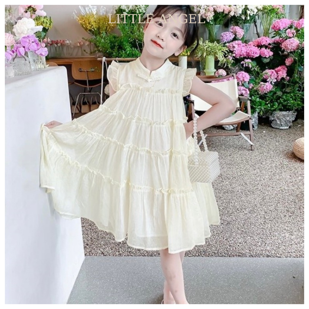 Váy đầm bé gái thiết kế xếp tầng bồng bềnh phong cách tiểu thư dễ thuơng size 12-45kg