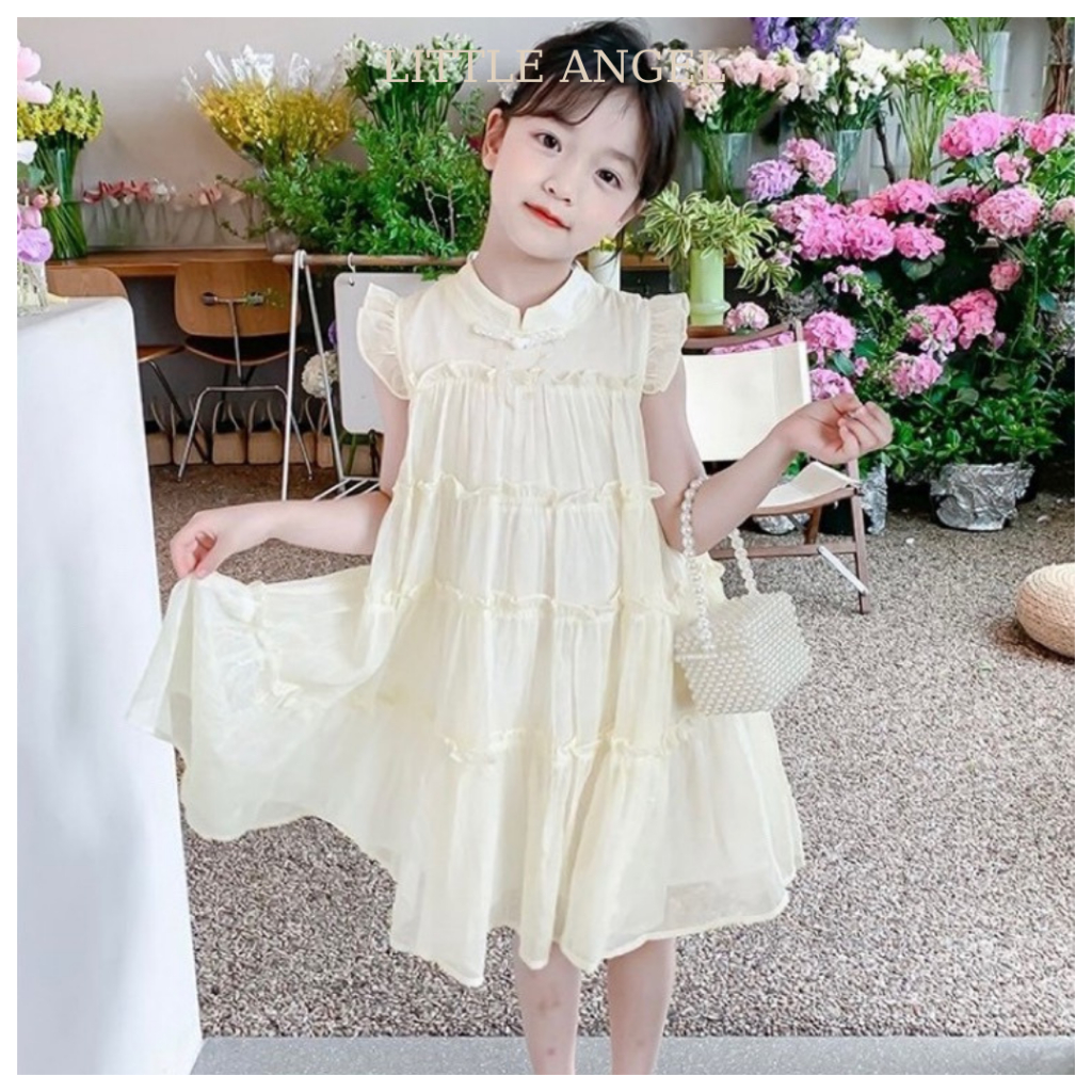 Váy đầm bé gái thiết kế xếp tầng bồng bềnh phong cách tiểu thư dễ thuơng size 12-45kg