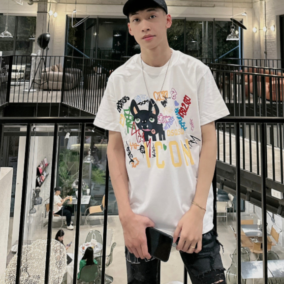 Áo Thun DSQ 093 Nam Siêu Cấp Chất Liệu Cotton Hai Màu Đen Trắng Thời Trang Nam Thấm Hút Mồ Hôi