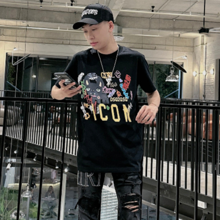 Áo Thun DSQ 093 Nam Siêu Cấp Chất Liệu Cotton Hai Màu Đen Trắng Thời Trang Nam Thấm Hút Mồ Hôi