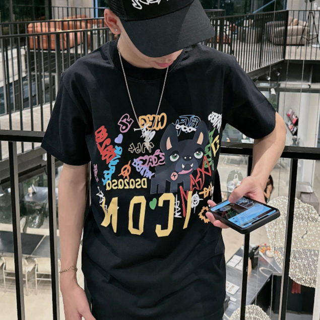 Áo Thun DSQ 093 Nam Siêu Cấp Chất Liệu Cotton Hai Màu Đen Trắng Thời Trang Nam Thấm Hút Mồ Hôi