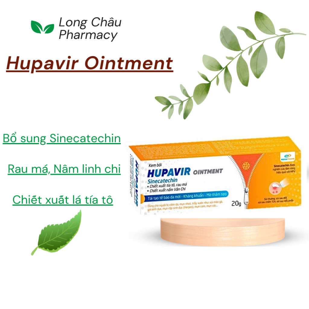 Hupavir Ointment 20 gam - Hỗ trợ giảm sùi cho nam và nữ, bôi được ở miệng lưỡi và vết thương hở -Hàng chính hãng