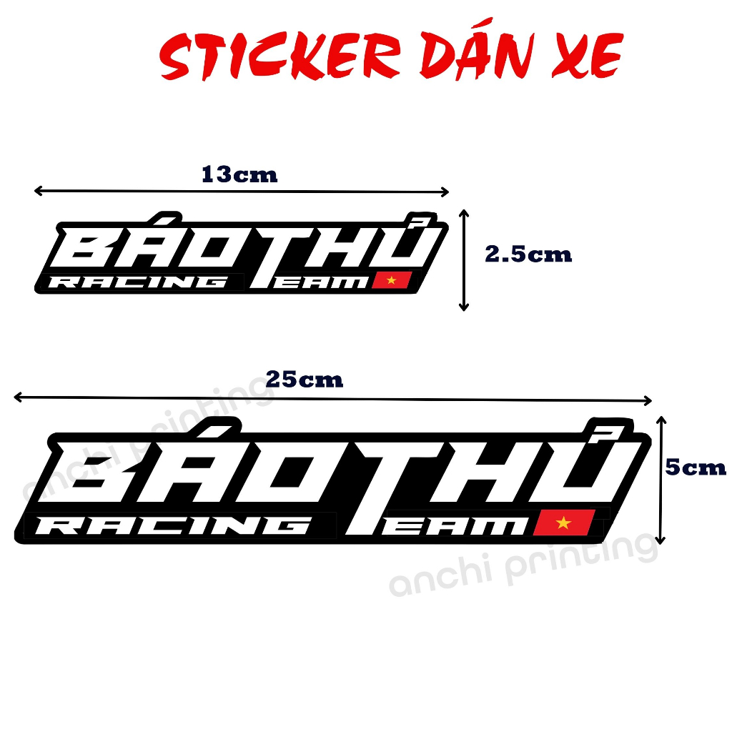 Tem dán xe | Sticker dán xe chữ BÁO THỦ RACING TEAM siêu độc cho đội nhóm - ANCHI PRINTING