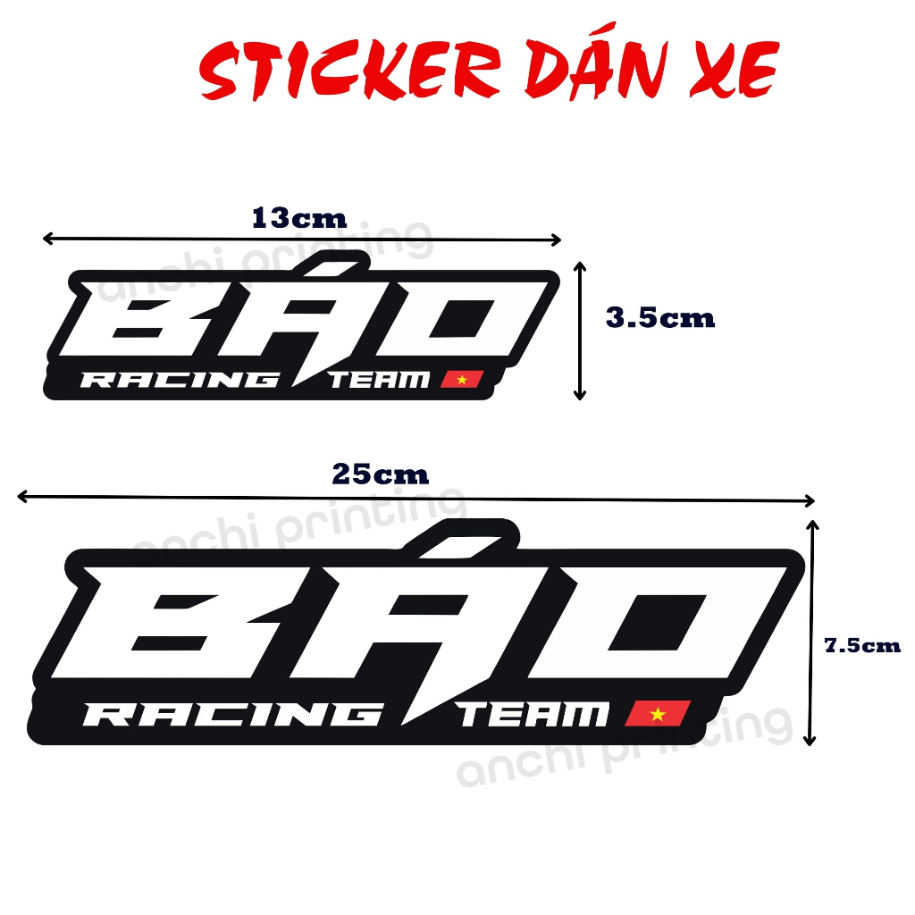 Tem dán xe | Sticker dán xe chữ BÁO THỦ RACING TEAM siêu độc cho đội nhóm - ANCHI PRINTING