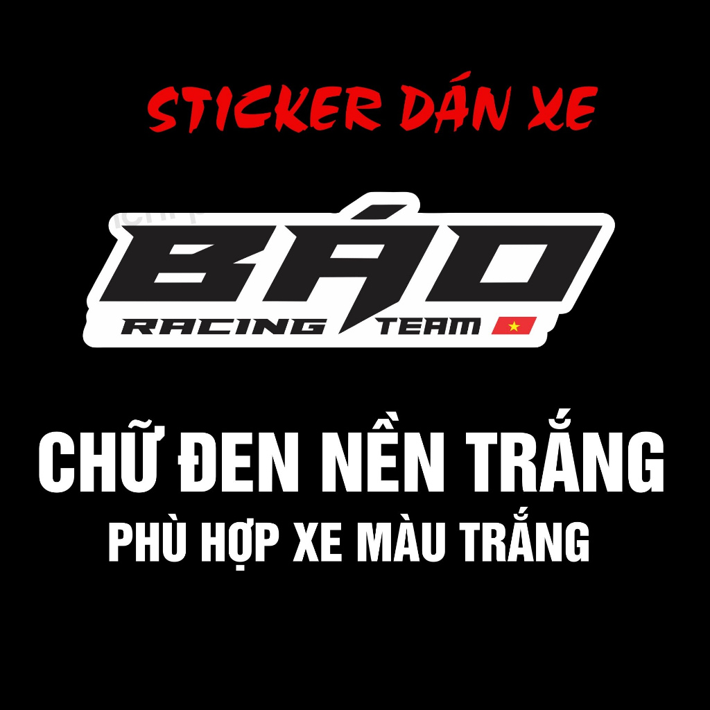 Tem dán xe | Sticker dán xe chữ BÁO THỦ RACING TEAM siêu độc cho đội nhóm - ANCHI PRINTING