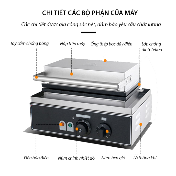 Máy Làm Bánh Hotdog, máy làm bánh waffle tam giác, nướng bánh mì sandwich