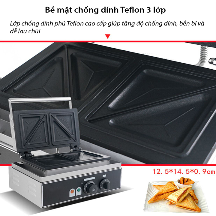 Máy Làm Bánh Hotdog, máy làm bánh waffle tam giác, nướng bánh mì sandwich