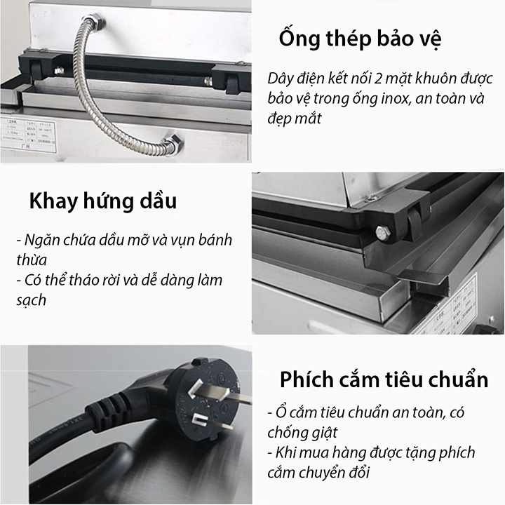 Máy Làm Bánh Hotdog, máy làm bánh waffle tam giác, nướng bánh mì sandwich