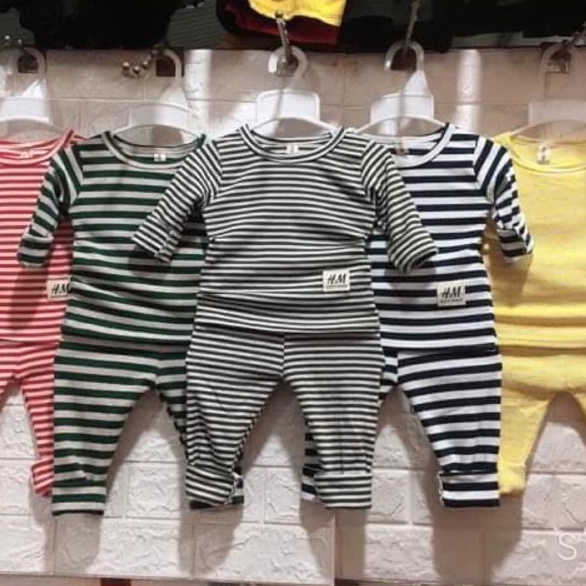 Đồ bộ dài thu đông kẽ sọc cho bé