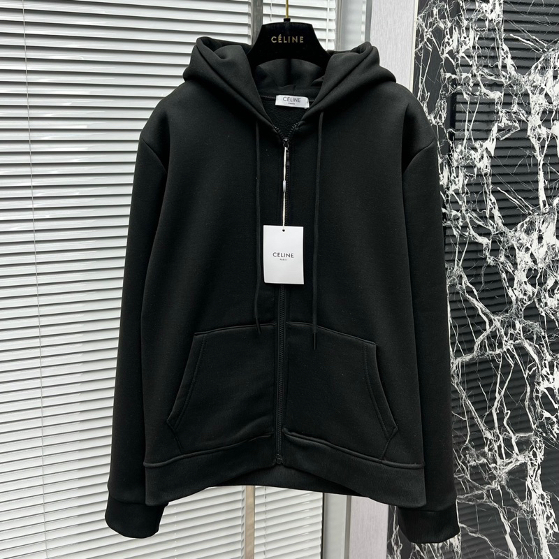 Áo khoác hoodie zip nam nữ mũ in chữ C.E.L.I.N.E trắng chất nỉ trần bông dày dặn boy phố. Áo Khoác Bomber Nam Nữ Unisex