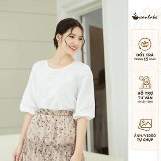 SWANLAKE | Áo Kiểu Nữ Phom A Rộng Xếp Ly Gân Chất Linen Cao Cấp, Trẻ Trung - MÃ: A10634LW01