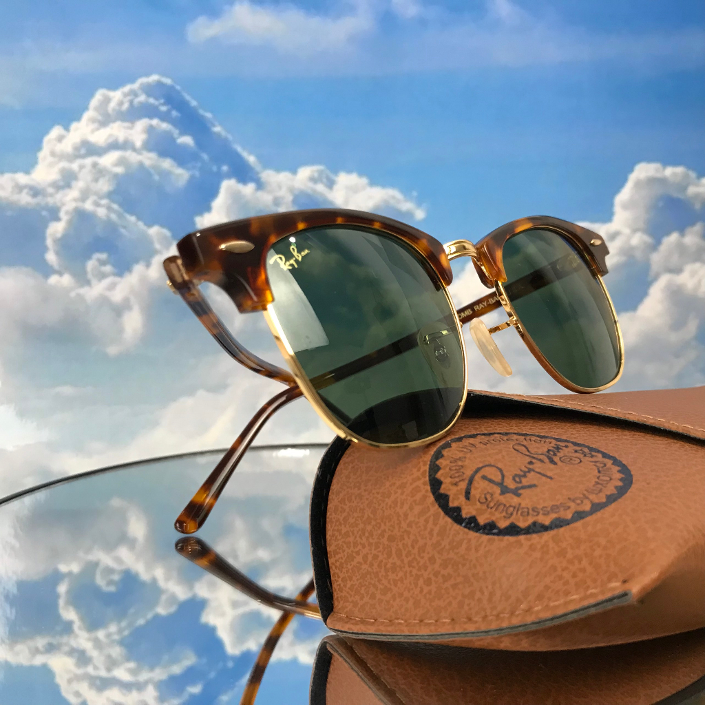 Mắt Kính ClubMaster 2hand Mắt Xanh Rau Muống Mí Vân Cực Đẹp