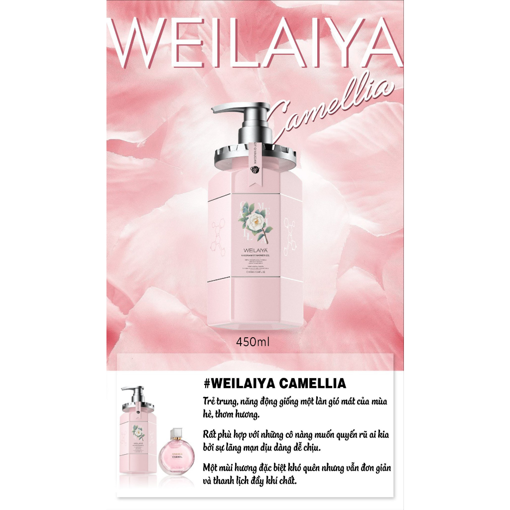 Set Quà Cao Cấp 2 Chai Sữa Tắm Trắng Da Camellia Weilaiya 450ml - Giải pháp quà tặng cho doanh nghiệp