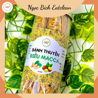 Bánh thuyền điều macca hộp 400 gram Ngọc Bích Eatclean bánh ăn kiêng giảm cân không đường bánh hạt dinh dưỡng