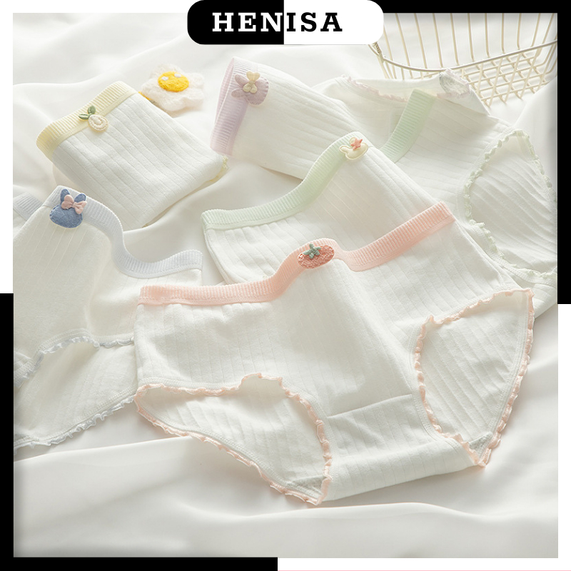 Quần Lót Cotton Kháng Khuẩn Họa Tiết Nơ Nhỏ Cute HENISA Mã AMN-377