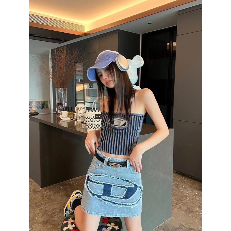 Chân váy jeans kèm belt