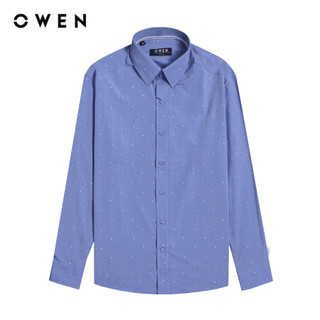 OWEN - Áo sơ mi dài tay Slim Fit màu Xanh chất liệu Aloe-Polyester - AS22942D