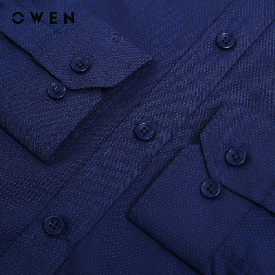 OWEN - Áo sơ mi dài tay Nam Owen dáng Slim Fit màu Navy chất liệu Bamboo - AS22541D