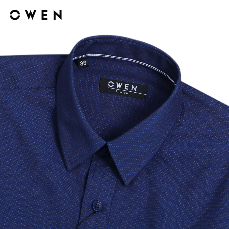 OWEN - Áo sơ mi dài tay Nam Owen dáng Slim Fit màu Navy chất liệu Bamboo - AS22541D