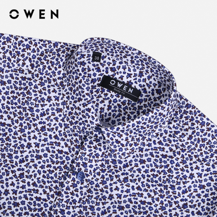 OWEN - Áo sơ mi ngắn tay Body Fit màu Trắng chất liệu Nano - BA23322N