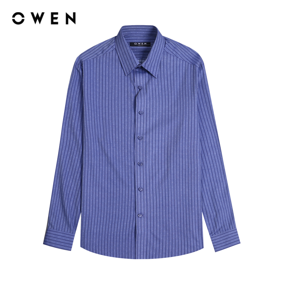 OWEN - Áo sơ mi dài tay Slim Fit màu Xanh chất liệu Artemisia - Polyester - AS22952D