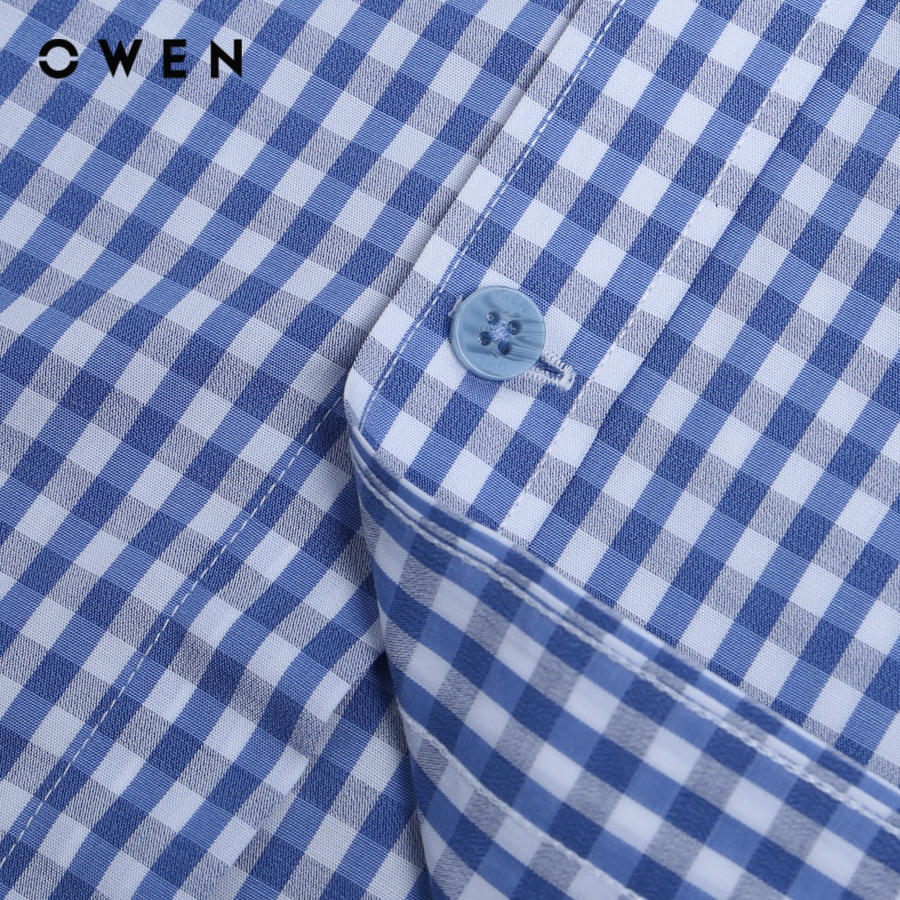 OWEN - Áo sơ mi dài tay Slim Fit màu Xanh chất liệu Aloe-Polyester - AS22939D