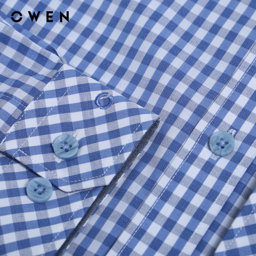 OWEN - Áo sơ mi dài tay Slim Fit màu Xanh chất liệu Aloe-Polyester - AS22939D