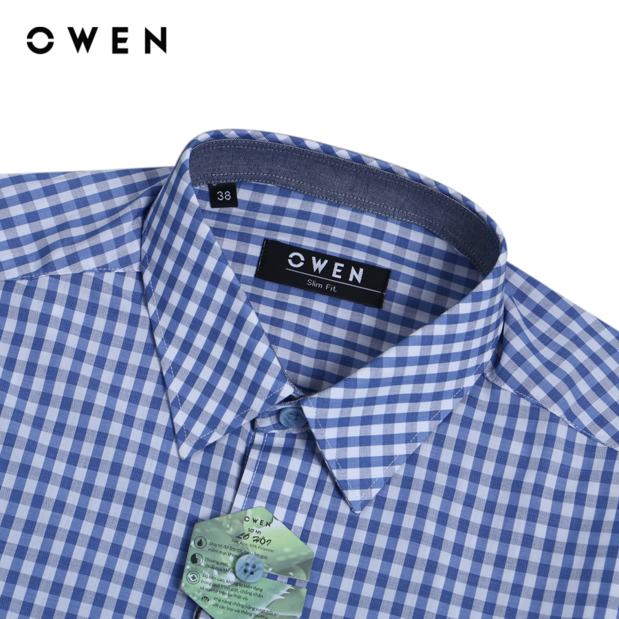 OWEN - Áo sơ mi dài tay Slim Fit màu Xanh chất liệu Aloe-Polyester - AS22939D